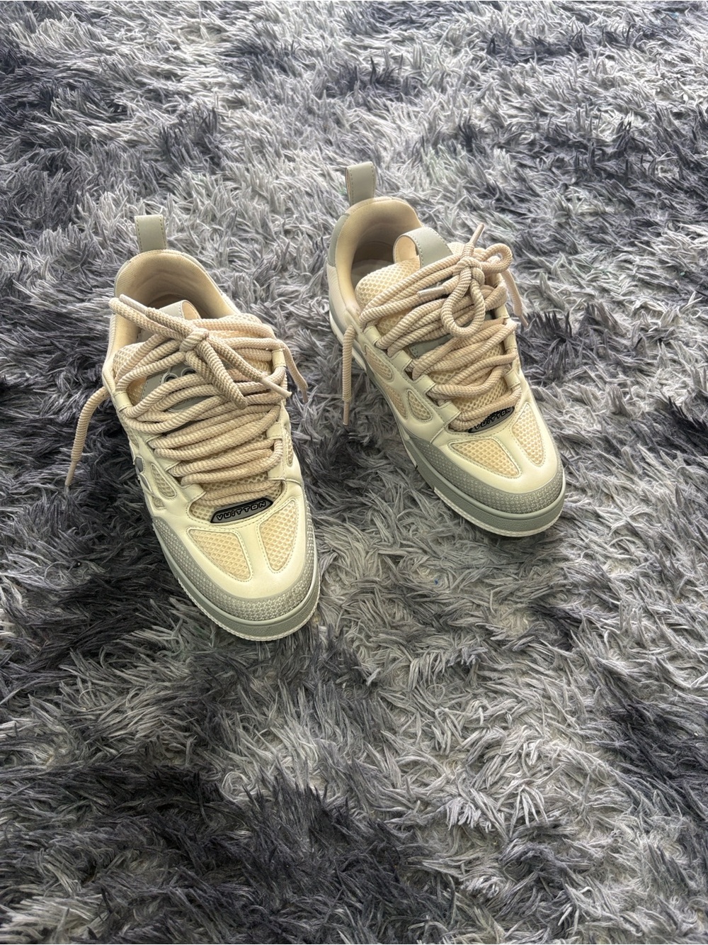 Louis Vuitton men’s  Cream and Light Gray Lace-Up